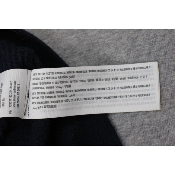 Abercrombie & Fitch Sweater Mens Size M Navy Blue Cotton Heavyweight Full Zip - Picture 4 of 7